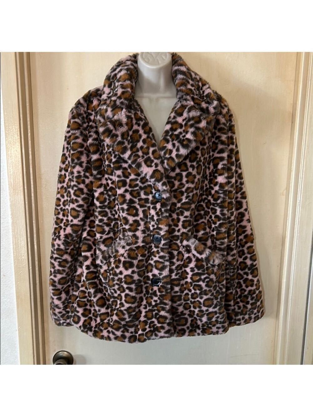 PJ Salvage Pink and Brown Teddy Jacket Plush Faux Fur size S